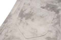 Off-White & Grey Marble Tie-Dye Split Seam Twill Pants