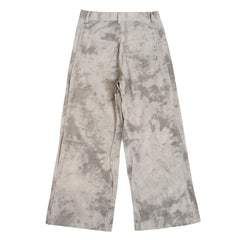 Off-White & Grey Marble Tie-Dye Split Seam Twill Pants