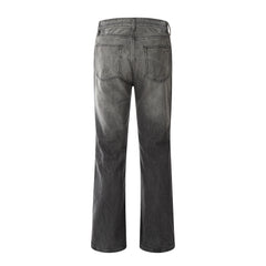 Smoke Grey Fading Destroyed Flare Leg Denim