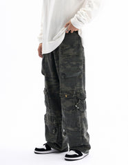 Camo Vintage Wash Multi-Pocket Cargo Twill Pants