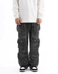 Camo Vintage Wash Multi-Pocket Cargo Twill Pants