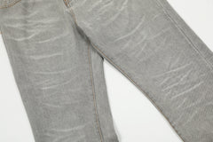 Light Grey Rinse Wash Slim Fit Flare Leg Denim