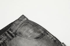 Grey Aged & Ripped Wide Leg Twill Painters Pants