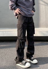 Black Articulated 3D Cargo Pocket Tech Pants