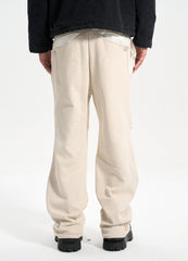 Off-White Drawstring Waist Snap Dual Layer Stacked Sweatpants