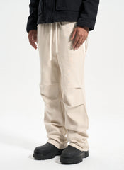 Off-White Drawstring Waist Snap Dual Layer Stacked Sweatpants