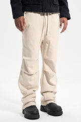 Off-White Drawstring Waist Snap Dual Layer Stacked Sweatpants