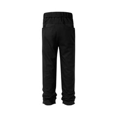Black Drawstring Waist Snap Dual Layer Stacked Sweatpants
