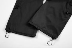 Black Toggle Cinch Leg Nylon Parachute Pants