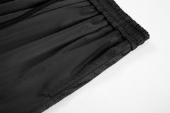 Black Toggle Cinch Leg Nylon Parachute Pants