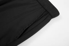 Black Belted Side Snap Pocket Rubber Zip Flare Leg Pants