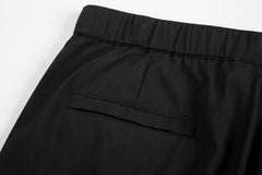 Black Belted Side Snap Pocket Rubber Zip Flare Leg Pants