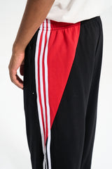 Red & Black & White Side Stripe Loose Fit Track Pants