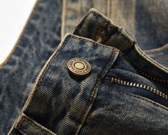Blue Mud Worn In Wash Zip & Flap Cargo Straight Leg Denim