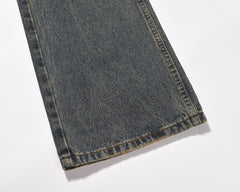 Blue Mud Worn In Wash Zip & Flap Cargo Straight Leg Denim