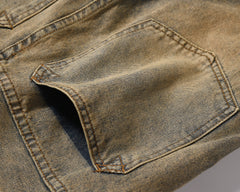 Blue Mud Worn In Wash Zip & Flap Cargo Straight Leg Denim