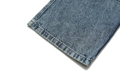 Blue Stone Wash Multi-Pocket Oversized Loose Fit Wide Leg Cargo Denim