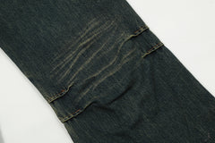 Blue Mud Worn In Wash Multi Seam Panel Wide Leg Denim