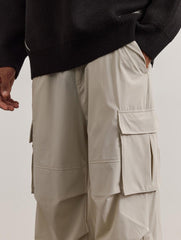 Off-White Toggle Drawstring Wide Leg Cargo Sport Pants