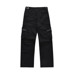 Black Large Zip 3D Cargo Twill Pants