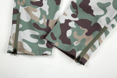 Camo Snap Cargo Zip Flare Waterproof Nylon Pants