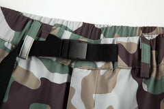 Camo Snap Cargo Zip Flare Waterproof Nylon Pants