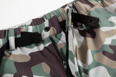 Camo Snap Cargo Zip Flare Waterproof Nylon Pants