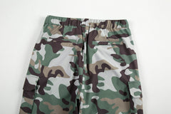 Camo Snap Cargo Zip Flare Waterproof Nylon Pants