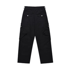 Black Extra Large Snap Pocket Wide Leg Cargo Pants