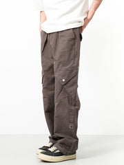 Brown Extra Large Snap Pocket Wide Leg Cargo Pants