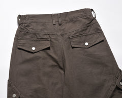 Brown Extra Large Snap Pocket Wide Leg Cargo Pants