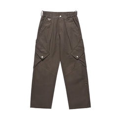 Brown Extra Large Snap Pocket Wide Leg Cargo Pants