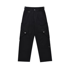 Black Extra Large Snap Pocket Wide Leg Cargo Pants