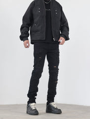 Black Thrasher Distressed Skinny Denim