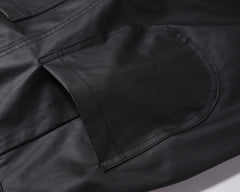 Black Wide Flare Leg Leather Pants