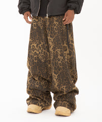 Leopard Print Twisted Drawstring Keychain Baggy Pants