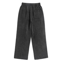 Black Vintage Wash Pleated Wide Leg Sweatpants