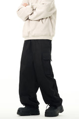 Black Wide Leg Jet Cargo Pants