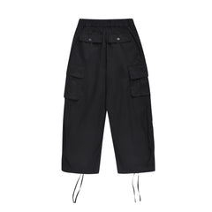 Black Wide Leg Jet Cargo Pants