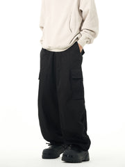 Black Wide Leg Jet Cargo Pants