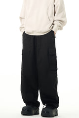 Black Wide Leg Jet Cargo Pants