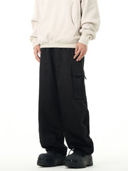 Black Wide Leg Jet Cargo Pants