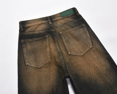 Indigo & Brown Stonewash Baggy Wide Leg Denim