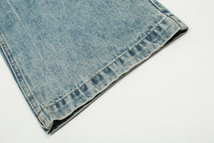 Light Blue Worn In Wash Pinch Carpenter Baggy Wide Leg Denim