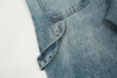 Light Blue Worn In Wash Pinch Carpenter Baggy Wide Leg Denim