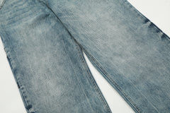 Light Blue Worn In Wash Pinch Carpenter Baggy Wide Leg Denim