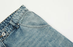 Light Blue Worn In Wash Pinch Carpenter Baggy Wide Leg Denim