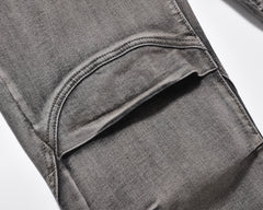 Grey River Wash 3D Knee Patch Flare Leg Denim