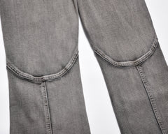 Grey River Wash 3D Knee Patch Flare Leg Denim