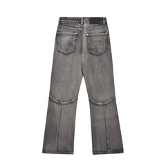 Grey River Wash 3D Knee Patch Flare Leg Denim